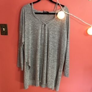 Boohoo Plus Heather Gray Lace-Up Tunic